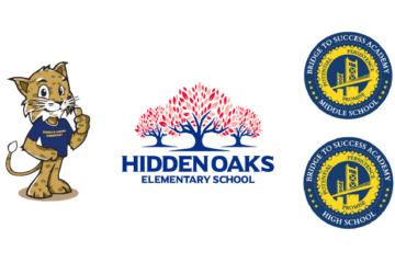 school logos for GW Carver, Hidden Oaks, BTS Middle and BTS High